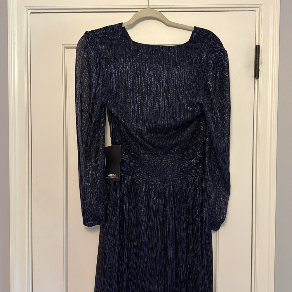 White House Black Market Navy Long Sleeve Dress - Picture 3 of 4